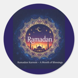 Ramadan Kareem Spiritual Mosque Sunset Classic Round Sticker