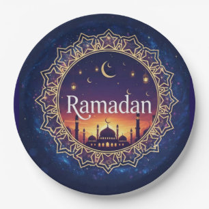 Ramadan Kareem Spiritual Mosque Sunset  Paper Plate