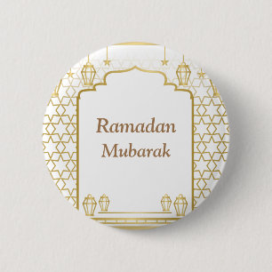 Ramadan Kareem Typography Islamic Crescent Text 6 Cm Round Badge
