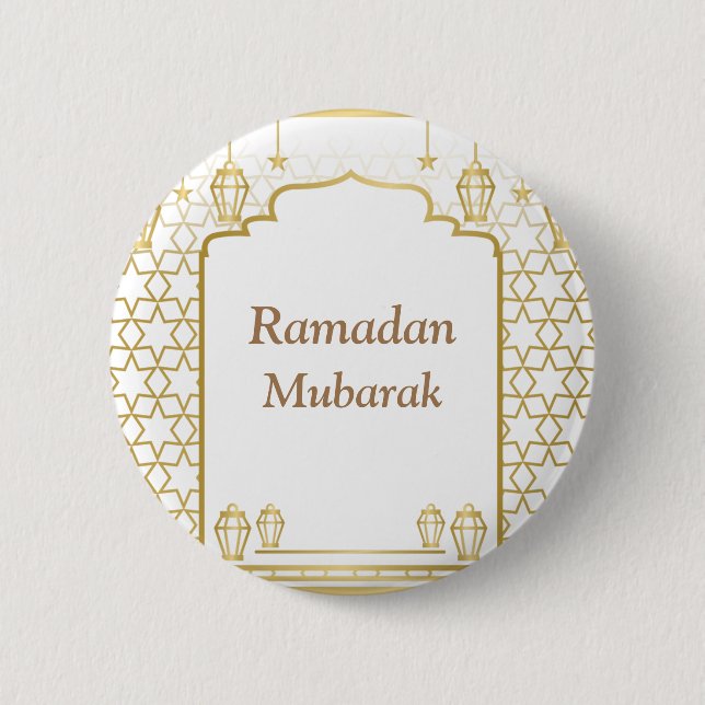 Ramadan Kareem Typography Islamic Crescent Text 6 Cm Round Badge (Front)