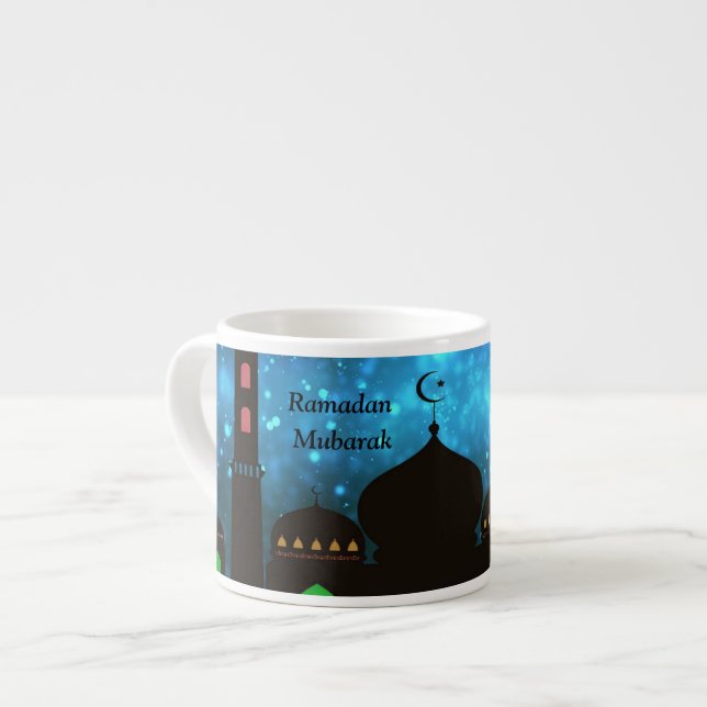 Ramadan Kareem Typography Islamic Crescent Text Espresso Cup (Front Left)