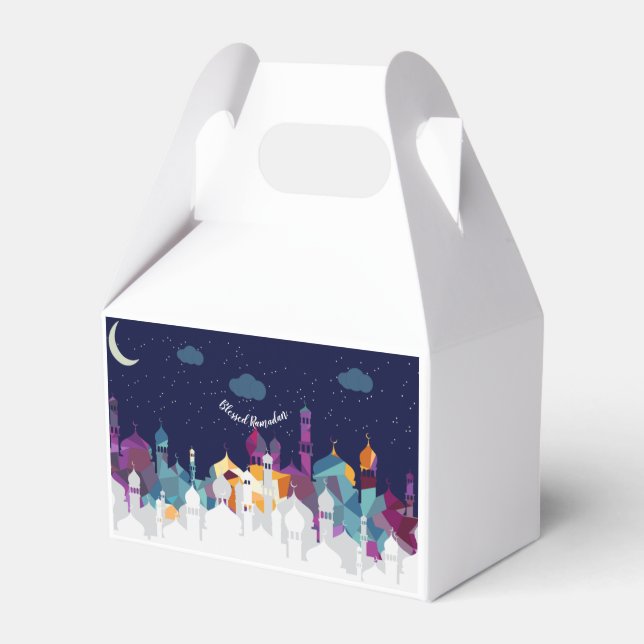 Ramadan Kareem Typography Islamic Crescent Text Favour Box (Front Side)