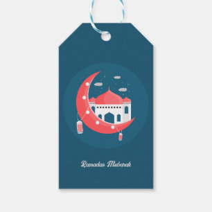 Ramadan Kareem Typography Islamic Crescent Text Gift Tags