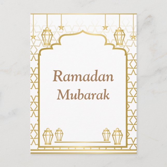 Ramadan Kareem Typography Islamic Crescent Text Postcard (Front)