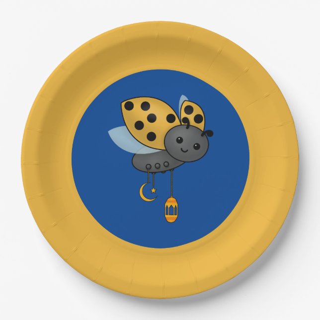 Ramadan Ladybug Lanterns Paper Plate (Front)
