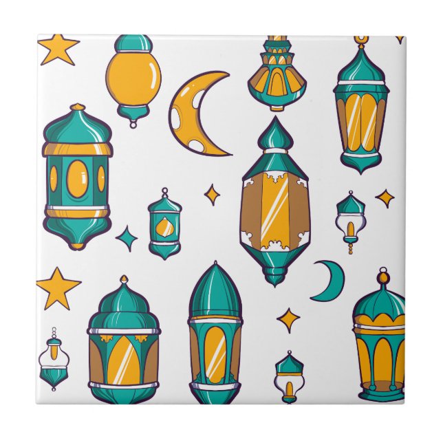Ramadan lantern Islamic  Tile (Front)