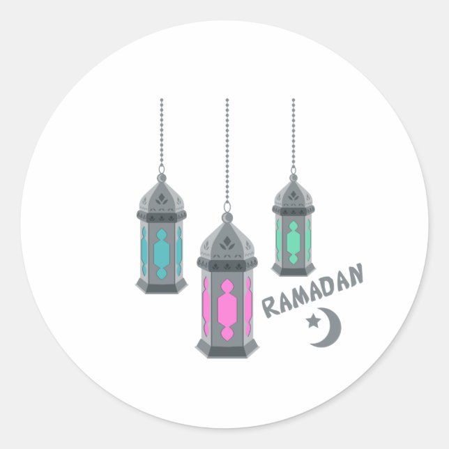 Ramadan Lanterns Classic Round Sticker (Front)