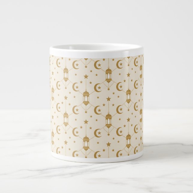 Ramadan Lanterns & Crescent Seamless  Large Coffee Mug (Front)