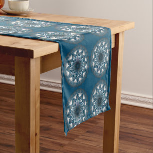 Ramadan Mandala Blue Grey Table Runner
