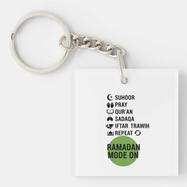 Ramadan Mode On,Islamic Fasting Activities List, Key Ring (Front)