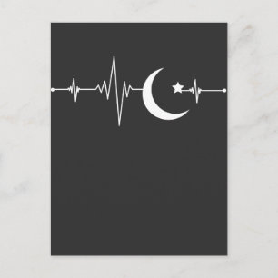 Ramadan Moon Islam Heartbeat Crescent Muslim Postcard