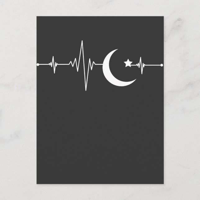 Ramadan Moon Islam Heartbeat Crescent Muslim Postcard (Front)