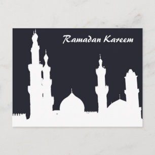 Ramadan Mosque Black Postcard