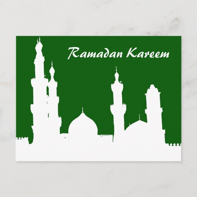 Ramadan Mosque Green Postcard (Front)