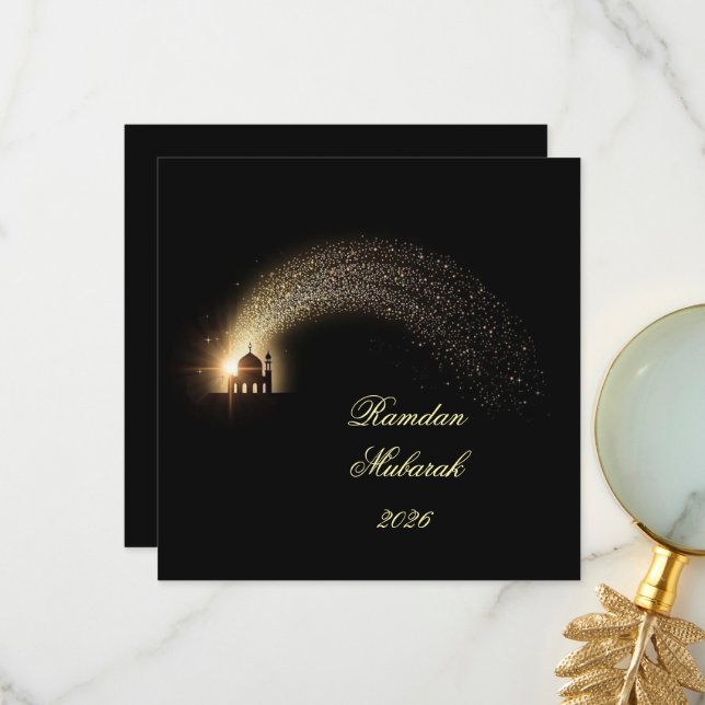 Ramadan Mubarak 2026 personalised  Elegant Card  (Front/Back In Situ)
