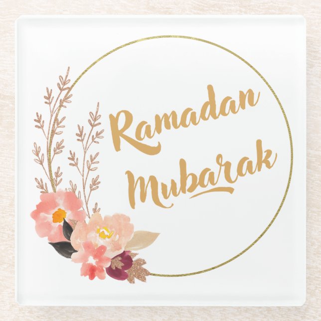 Ramadan Mubarak 5 Glass Coaster (Front)