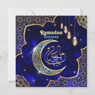 Ramadan Mubarak Arabic Calligraphy Golden Crescent Holiday Card