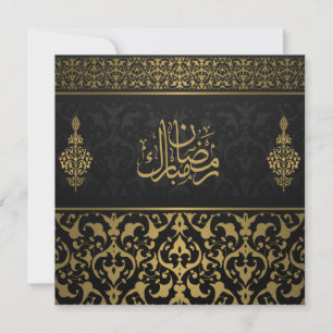 Ramadan Mubarak Arabic Pattern Calligraphy Black Holiday Card