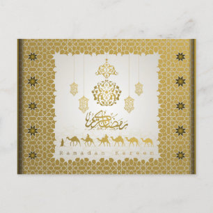 Ramadan Mubarak Arabic Pattern Calligraphy Gold Holiday Postcard
