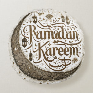Ramadan Mubarak Celebration  Traditional Lanterns  Round Cushion