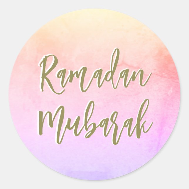 Ramadan Mubarak Colourful Classic Round Sticker (Front)