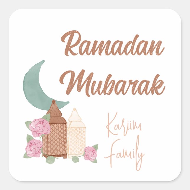 Ramadan Mubarak Decoration Custom Home decor name Square Sticker (Front)