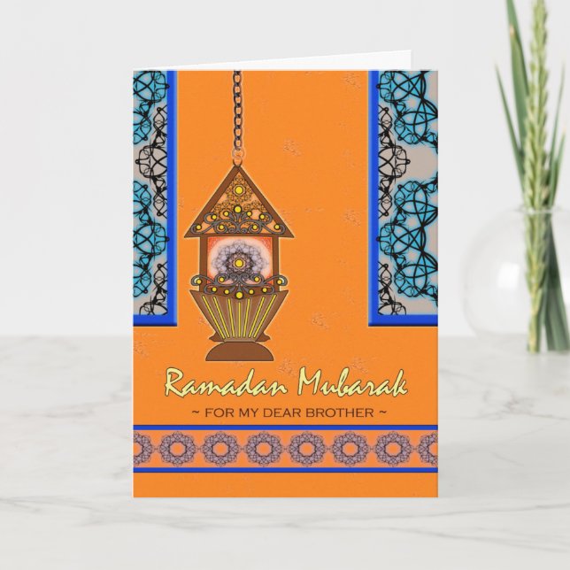 Ramadan Mubarak, for Brother, Fanoos Lantern Card (Front)