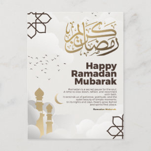 Ramadan Mubarak Golden Calligraphy Art Holiday Postcard