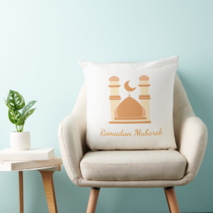 Ramadan Mubarak Golden Mosque Pillow