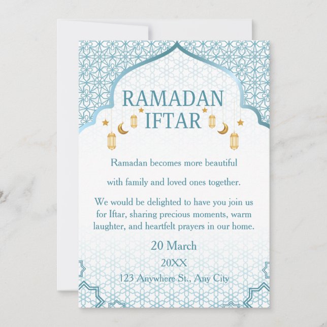 Ramadan Mubarak Invitations – Elegant Family Iftar (Front)