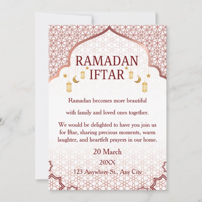 Ramadan Mubarak Invitations – Elegant Family Iftar (Front)