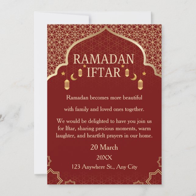 Ramadan Mubarak Invitations – Elegant Family Iftar (Front)