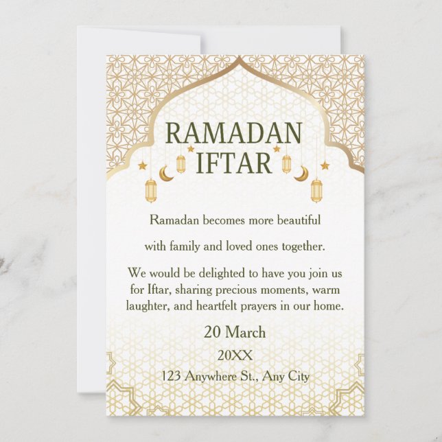 Ramadan Mubarak Invitations – Elegant Family Iftar (Front)