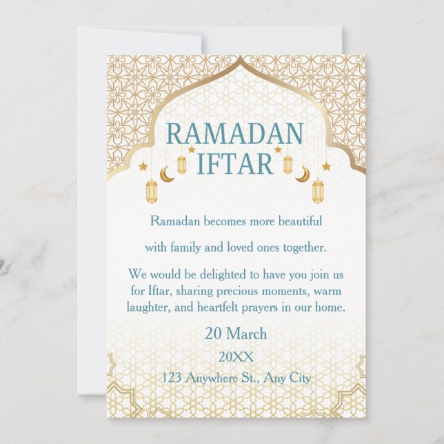 Ramadan Mubarak Invitations – Elegant Family Iftar (Front)