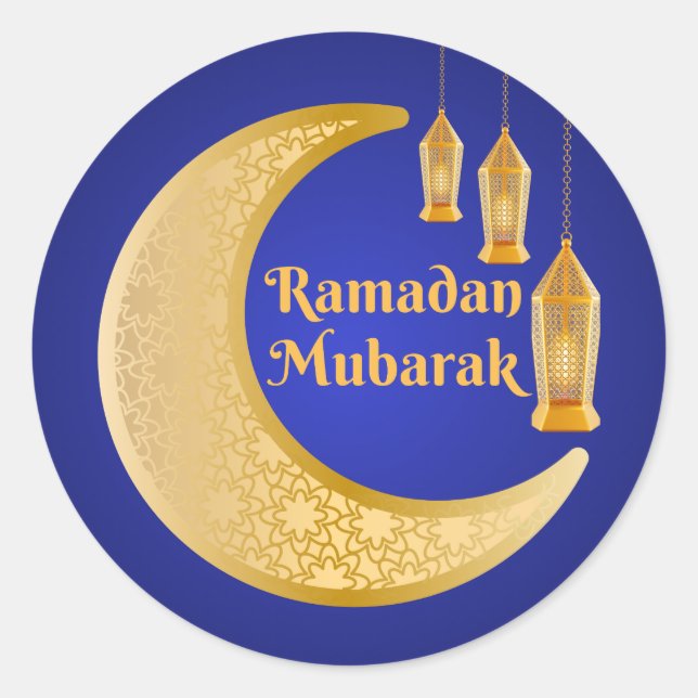 Ramadan Mubarak Islamic Art Classic Round Sticker (Front)