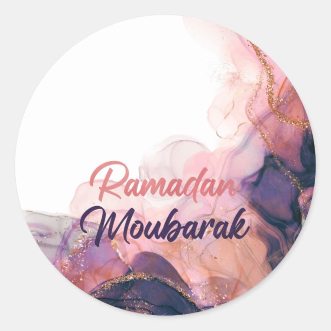 Ramadan mubarak islamic gifts classic round sticker (Front)