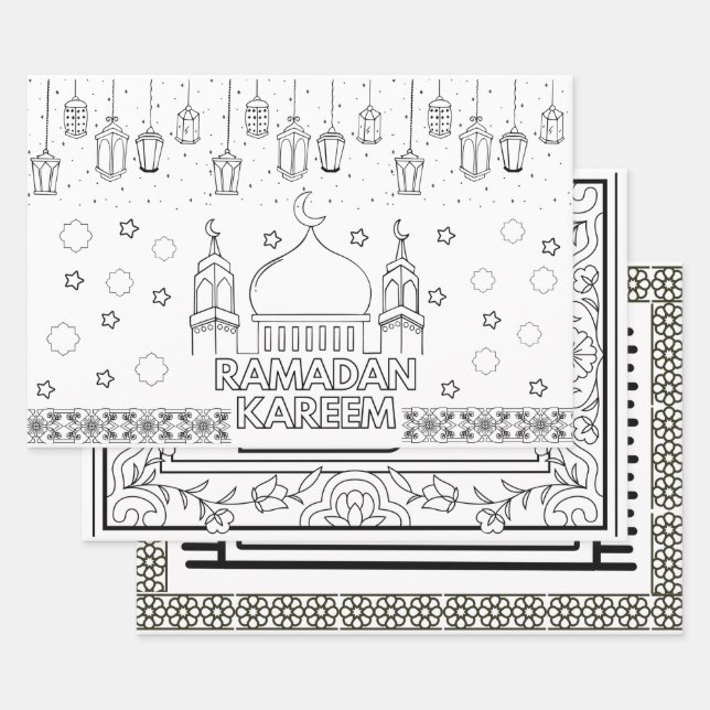 Ramadan mubarak jumbo colouring pages wrapping paper sheet (Set)