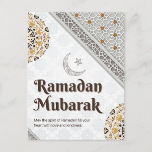 Ramadan Mubarak Mandala Crescent Art Holiday Postcard