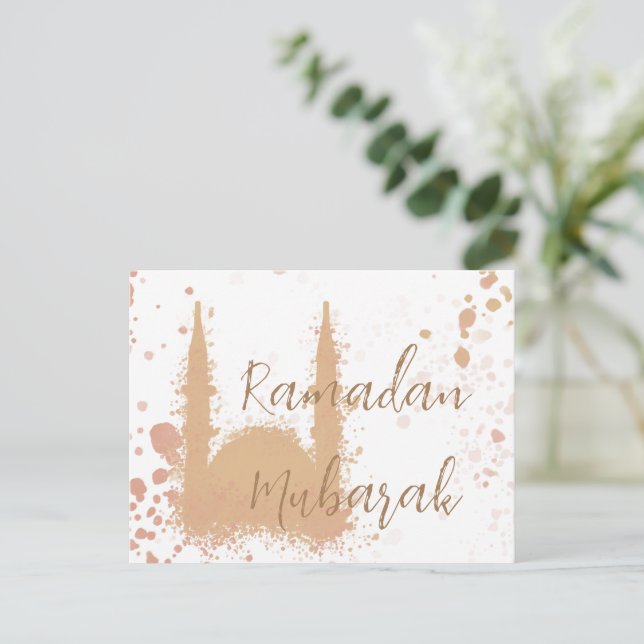 Ramadan Mubarak Mosque Islamic Design  Postcard (Standing Front)