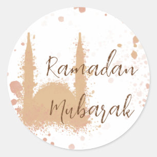 Ramadan Mubarak Mosque Islamic Design  Postcard Classic Round Sticker