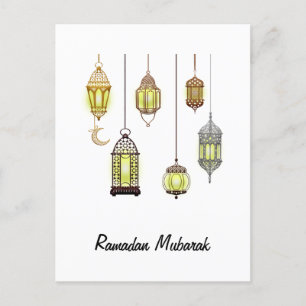 Ramadan Mubarak Muslim Fasting Ramadan Lanterns Postcard