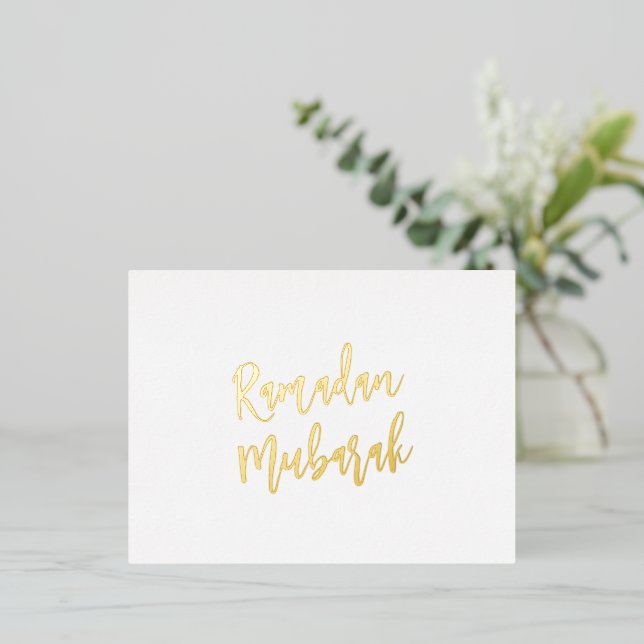 Ramadan Mubarak Muslim Islamic Greeting     Foil Holiday Postcard (Standing Front)