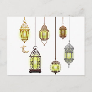 Ramadan Mubarak Oriental Arabesque Lanterns decor Holiday Postcard