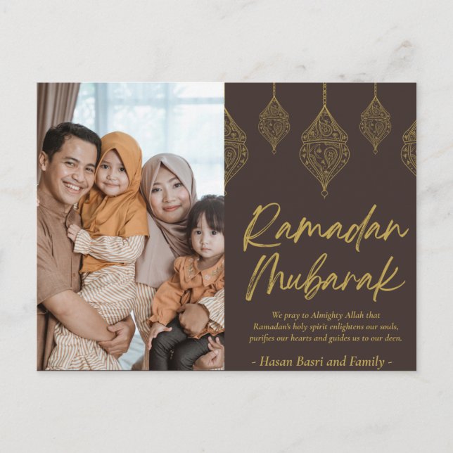 Ramadan Mubarak Personalised Photo Text Holiday Postcard (Front)