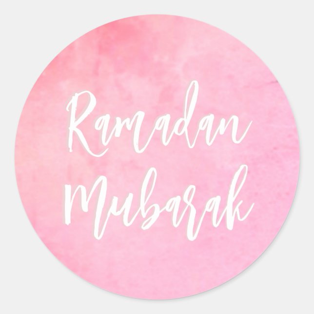 Ramadan Mubarak Pretty Pink Classic Round Sticker (Front)