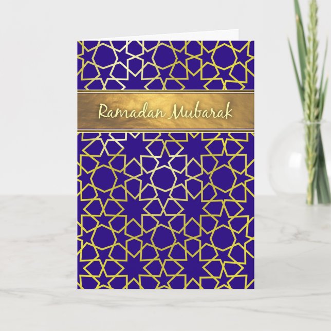 Ramadan Mubarak Purple and gold-look ramadan card (Front)