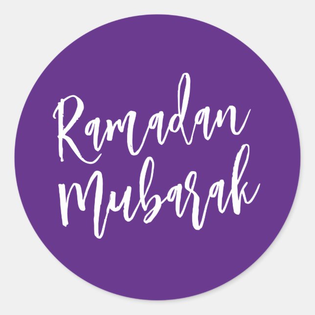 Ramadan Mubarak Purple  Classic Round Sticker (Front)