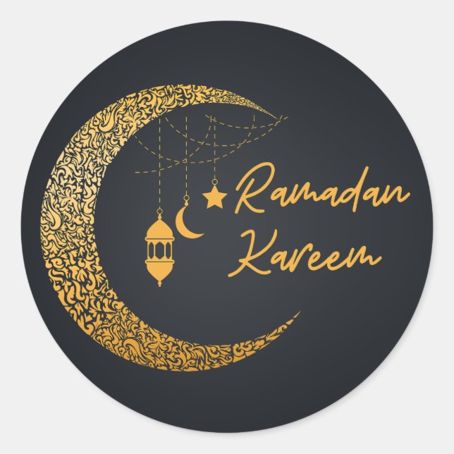 Ramadan Mubarak -Ramadan Kareem -Eid Mubarak Classic Round Sticker (Front)