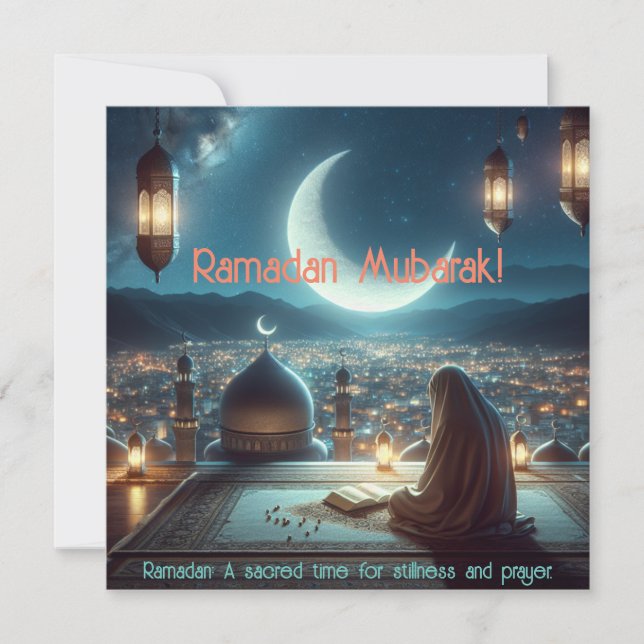 Ramadan Mubarak Sacred Time for Stillness & Prayer Holiday Card (Front)