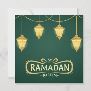 Ramadan Mubarak Shiny Islamic Lantern Green Holiday Card
